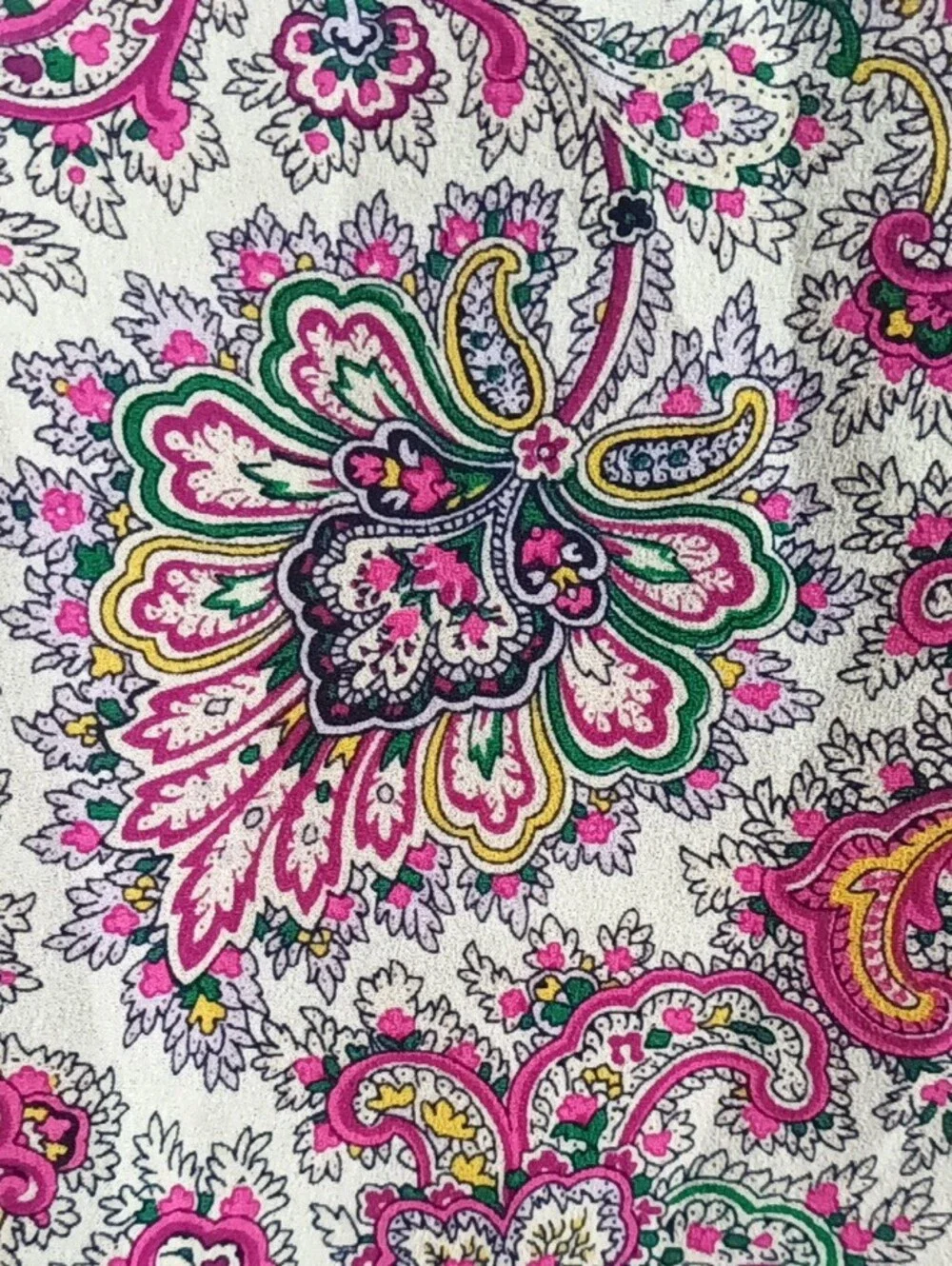 J Crew Pink Green Paisley Blouse with Pink, Green and Navy Accents